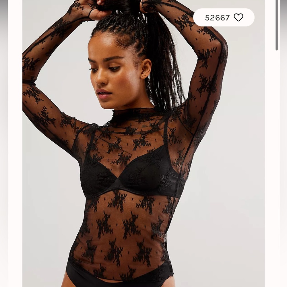 NWT Free People Lady Lux mesh layering top